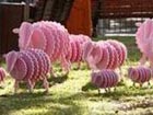 Pink sheep statues help raise spirits