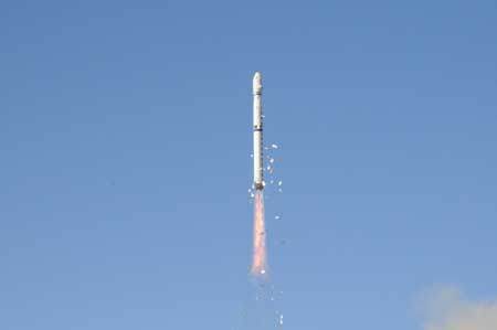 Remote-sensing satellite 'Yaogan V' is launched with a Long March-4B carrier rocket from the Taiyuan Satellite Launch Center in north China's Shanxi Province, Dec. 15, 2008. 