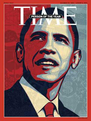 A handout photo shows the cover image of the Dec. 29, 2008/Jan. 5, 2009 double issue. Time magazine named U.S. President-elect Barack Obama the Person of the Year after he became the first African-American to win the White House. The cover image was by ex-street artist Shephard Fairey. [Xinhua Photo]