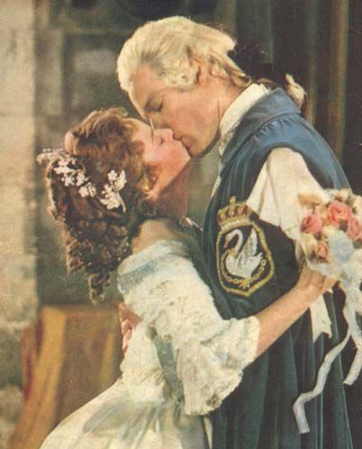 A kissing still from the English movie &apos;The Slipper and the Rose&apos;.