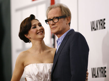 Cast members Carice van Houten and Bill Nighy pose at the premiere of the movie 'Valkyrie' at the Directors Guild of America in Los Angeles December 18, 2008. 