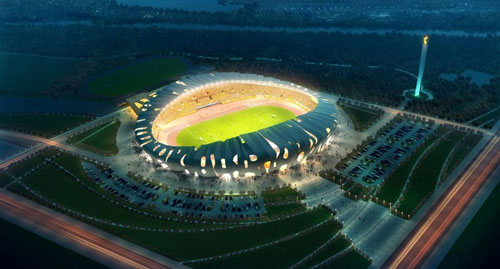 A computer-generated image of a stadium designed for the 3rd Asian Beach Games in Haiyang of eastern China's Shandong Province. [File photo: haiyang2012.cn]