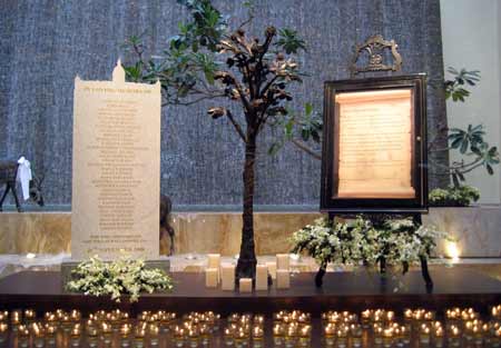 Candles are lit and a life tree is put in the reopening Taj Mahal hotel in Mumbai, India, on Dec. 21, 2008. The first batch of guests checked back into the Taj Mahal Place and Tower on Sunday after three weeks of refurbishment work.