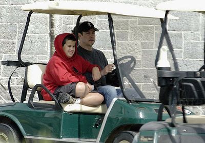 Actor John Travolta is seen with his son Jett Travolta.