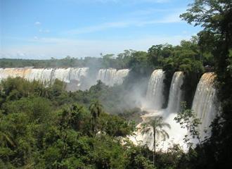 The Iguaza waterfalls in northern Argentina are higher than Niagara Falls and four times as wide. 