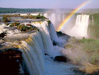 The Iguaza waterfalls in northern Argentina are higher than Niagara Falls and four times as wide. 