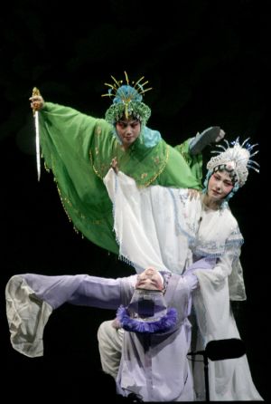 Performers of the Zhejiang Wuju Opera Troupe of China perform during the troupe's first performance in Santiago, capital of Chile, Jan. 5, 2009. The first performance attracted nearly 10,000 audience.[Xinhua]