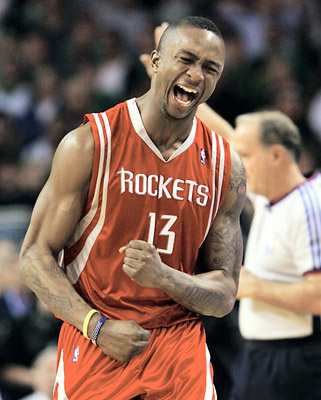 Houston Rockets guard Von Wafer reacts after making a basket in the fourth quarter.
