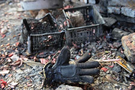 Photo taken on Jan. 11, 2009 shows the explosion scene in Qingtan town of Yingde City, south China's Guangdong Province. Five people were confirmed dead and nine others were injured in a privately-run firework plant explosion in Guangdong Province Sunday morning, the local government said. [Zhou Wenjie/Xinhua]