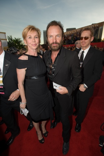 Sting (right) and wife Trudie Styler attend the 66th Annual Golden Globes Awards at the Beverly Hilton in Beverly Hills, CA Sunday, January 11, 2009.[China.org.cn/goldenglobes.org]