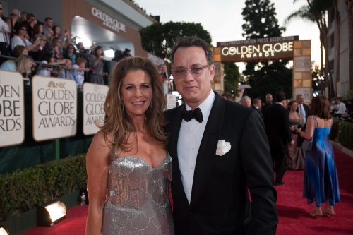 Actor-producer Tom Hanks, right, and his wife, actor-producer Rita Wilson attend the 66th Annual Golden Globes Awards at the Beverly Hilton in Beverly Hills, CA Sunday, January 11, 2009.[China.org.cn/goldenglobes.org]