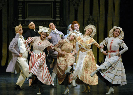 Actors perform during the rehearsal of the ballet of 'Beauty and the Beast' at the National Centre for the Performing Arts in Beijing, capital of China, Jan. 13, 2009. [Li Yan/Xinhua]