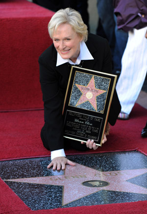 Actress Glenn Close is honored with a star on the Hollywood Walk of Fame in Los Angeles on Monday, Jan. 12, 2009. 