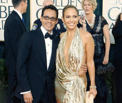 Musicians Marc Anthony and Jennifer Lopez arrive at the 66th annual Golden Globe awards in Beverly Hills, California January 11, 2009. 
