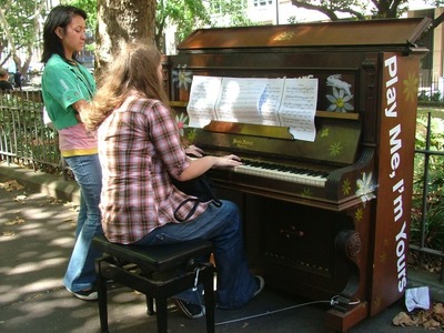 Sydney is dancing to a different tune this month thanks to a new exhibition encouraging passers-by to stop and play the piano in the street.