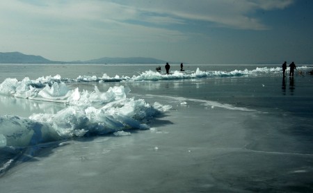 Ice in various shapes and sizes is seen at the Yuqiao Reservoir, Tianjin, North China, January 14, 2009. The water of Yuqiao Reservoir is frozen due to temperature drops and the ice swells because of the negative thermal expansion effect. [Xinhua]