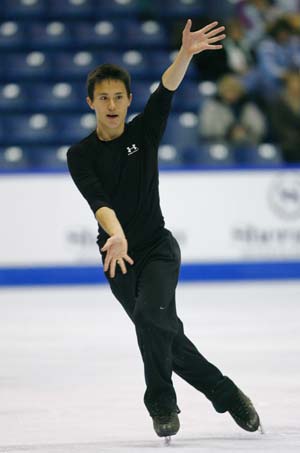 Patrick Chan of Ontario, who won the Canadian Championship in 2008, practices his routine during the men's practice at the Canadian Figure Skating Championships in Saskatoon, Saskatchewan, January 15, 2009.