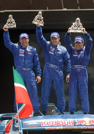 Dakar Rally: Winning moment for the Russian team Kamaz as truck champion on Janurary 18,2009. [Xinhua]