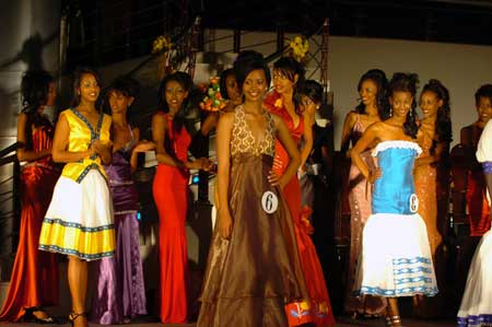 Girls attend the finals of the Miss Ethiopia 2009 Beauty Pageant in Addis Ababa, capital of Ethiopia, Jan. 18, 2009. Chuna Okaka won the title of Miss Ethiopia 2009. 