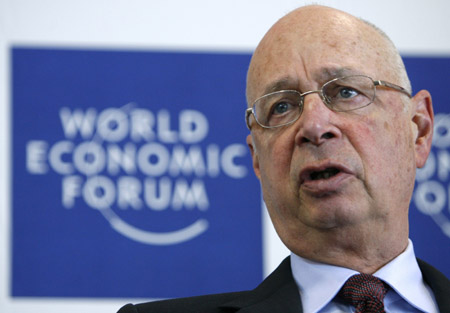 WEF Executive Chairman and founder Klaus Schwab addresses a news conference in Cologny, near Geneva, January 21, 2009. This year's World Economic Forum Annual Meeting is called 'Shaping the Post-Crisis World' and it will be held from January 28 to February 1, 2009 in the Swiss alpine resort of Davos. [Xinhua]