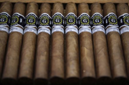 A box containing Obama cigars is displayed at the Segovia cigar factory in Nicaragua's northern province of Esteli February 4, 2009.