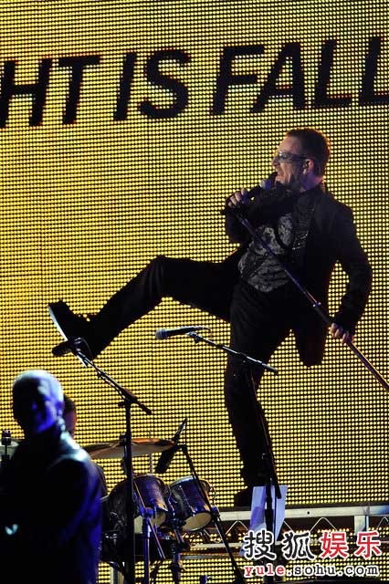 Bono performs at the 51st Annual Grammy Awards on Sunday, Feb. 8, 2009, in Los Angeles.