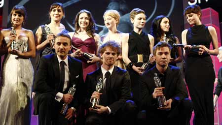 Winners of the European 'Shooting Stars 2009' award pose for a picture during a ceremony at the 59th Berlinale film festival in Berlin, Feb. 9, 2009.