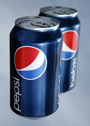 PepsiCo Inc's new marketing campaign, which includes new packaging graphics on cans shown here photographed in Encintas, California February 11, 2009.(