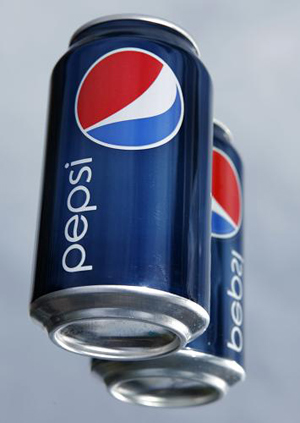 PepsiCo Inc's new marketing campaign, which includes new packaging graphics on cans shown here photographed in Encintas, California February 11, 2009.(