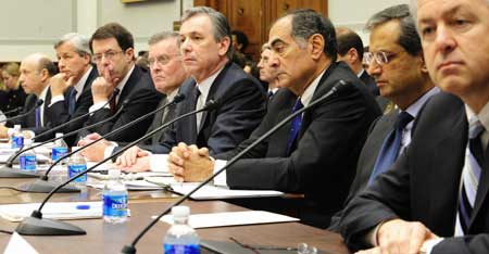 Wall Street bank executives testify before the House Financial Services Committee on Capitol Hill in Washington, Feb. 11, 2009. 