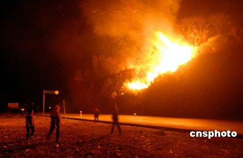 Photo taken on Feb. 12, 2009 shows the forest fire at Qingzhou Township of Shaxian County, southeast China's Fujian Province. [cnsphotp]