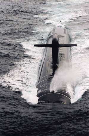 France's Le Triomphant, a nuclear missile submarine, is seen in this undated photo released by the French Navy Feb.16, 2009. [Xinhua/Reuters]