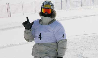 Snowboarders practice at the 24th Winter Universiade