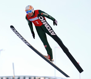 Steffen Tepel of Germany competes during k90m ski jumping of Nordic Combined team competition in the 24th World Winter Universiade at the Yabuli Ski Resort 195km southeast away from Harbin, capital of northeast China's Heilongjiang Province, Feb. 22, 2009. Germany won the silver in the team event. [Xu Yu/Xinhua] 