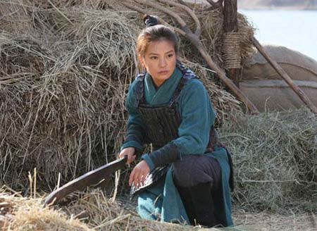 Chinese actress Zhao Wei's portrayal as folk heroine Mulan in the same-titled upcoming film 'Mulan' is unveiled to the public Tuesday. The film is shooting in Hebei Province. 