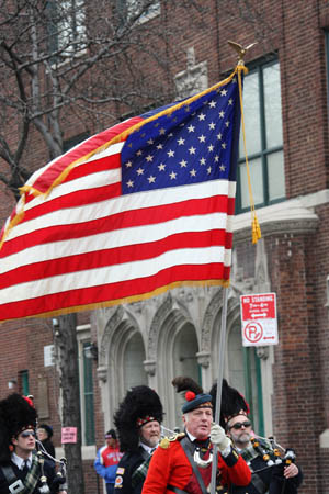 A parade is held in Queens of New York, the United States, on March 1, 2009, to celebrate the upcoming Saint Patrick's Day. Saint Patrick's Day parades are now held throughout not only Ireland but also countries with big emigrant communities like the United States and Britain. The Saint Patrick's Day falls on March 17 annually.