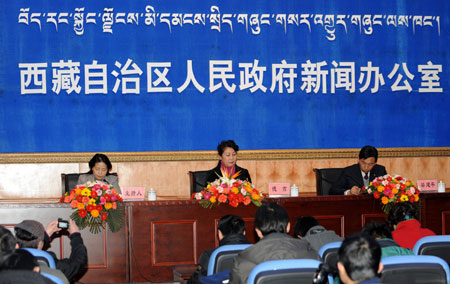 A press conference is held in Lhasa, capital of southwest China