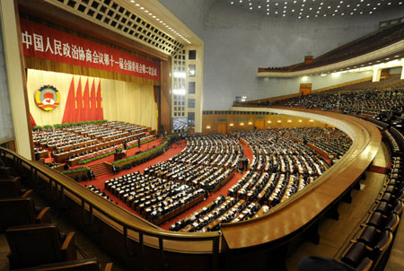 The Second Session of the 11th National Committee of the Chinese People's Political Consultative Conference (CPPCC) opens at the Great Hall of the People in Beijing, capital of China, March 3, 2009. 