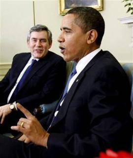 President Barack Obama meets with British Prime Minister Gordon Brown in the Oval Office of the White House in Washington, Tuesday, March 3, 2009. [Gerald Herbert/CCTV/AP Photo] 