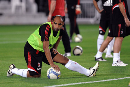 AC Milan's Emerson attend a training session at the Hamed Bin Jassin stadium in Doha, Qatar, March 3, 2009.