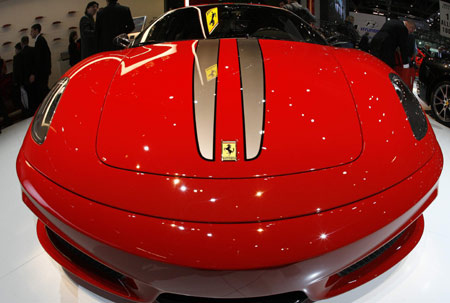 A Ferrari 430 Scuderia is displayed at the Ferrari showcase during the first media day of the 79th Geneva Car Show at the Palexpo in Geneva March 3, 2009. 