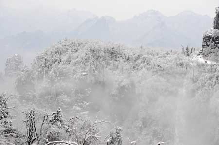 Picture taken on March 4, 2009 shows a view of the Tianzi Mountain in Zhangjiajie, a UNESCO heritage site in central China's Hunan Province.