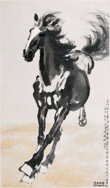 Xu Beihong’s ink drawings of wild horses are among his most vivid and popular works. 