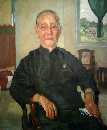 In this sensitive portrait of an elderly lady, Xu Beihong shows his mastery of Western-style oil painting. 