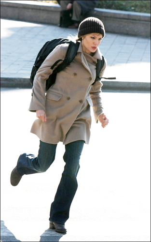 Angelina Jolie shot a few action scenes on the set of 'Salt' on Thursday, March 5, 2009. 