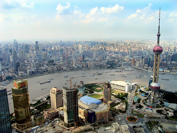 Jinmao Tower overlooks the neighboring Oriental Pearl Tower