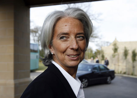 France's Finance Minister Christine Lagarde arrives at a hotel, where the G20 Finance Ministers meeting will be held, near Horsham in southern England March 13, 2009. [Xinhua/Reuters Photo]