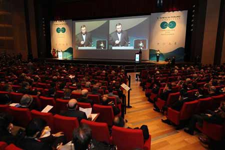 The 5th World Water Forum (WWF) began on March 17 in the largest Turkish city of Istanbul with an aim to promote cooperation among states and organizations to facilitate solutions to the world's water problems. Loic Fauchon, president of the World Water Council (WWC), addresses the opening ceremony of the Fifth World Water Forum in Istanbul of Turkey, March 16, 2009.[Xinhua]