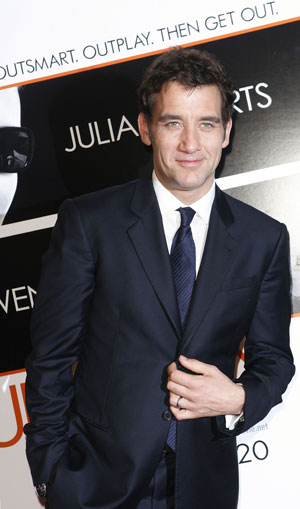 Actor Clive Owen arrives at the premiere of the film 'Duplicity' in New York March 16, 2009. [Xinhua/Reuters]