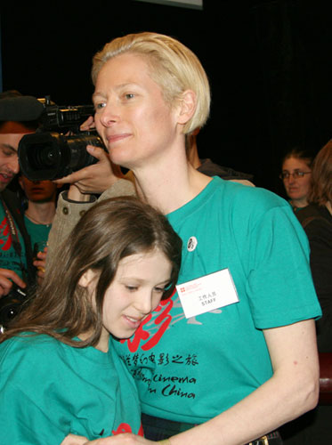  Scottish actress Tilda Swinton and her daughter attend the opening ceremony of the Scottish Cinema of Dreams festival in Beijing on March 19, 2009.